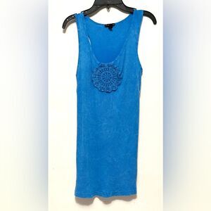 FANG Blue Tank Top Sleeveless Shirt Crochet Design XL